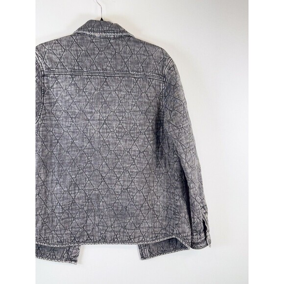 BLANKNYC Womens Jacket Gray Button Up Quilted Shacket Acid Wash Outdoor Small - Picture 8 of 9
